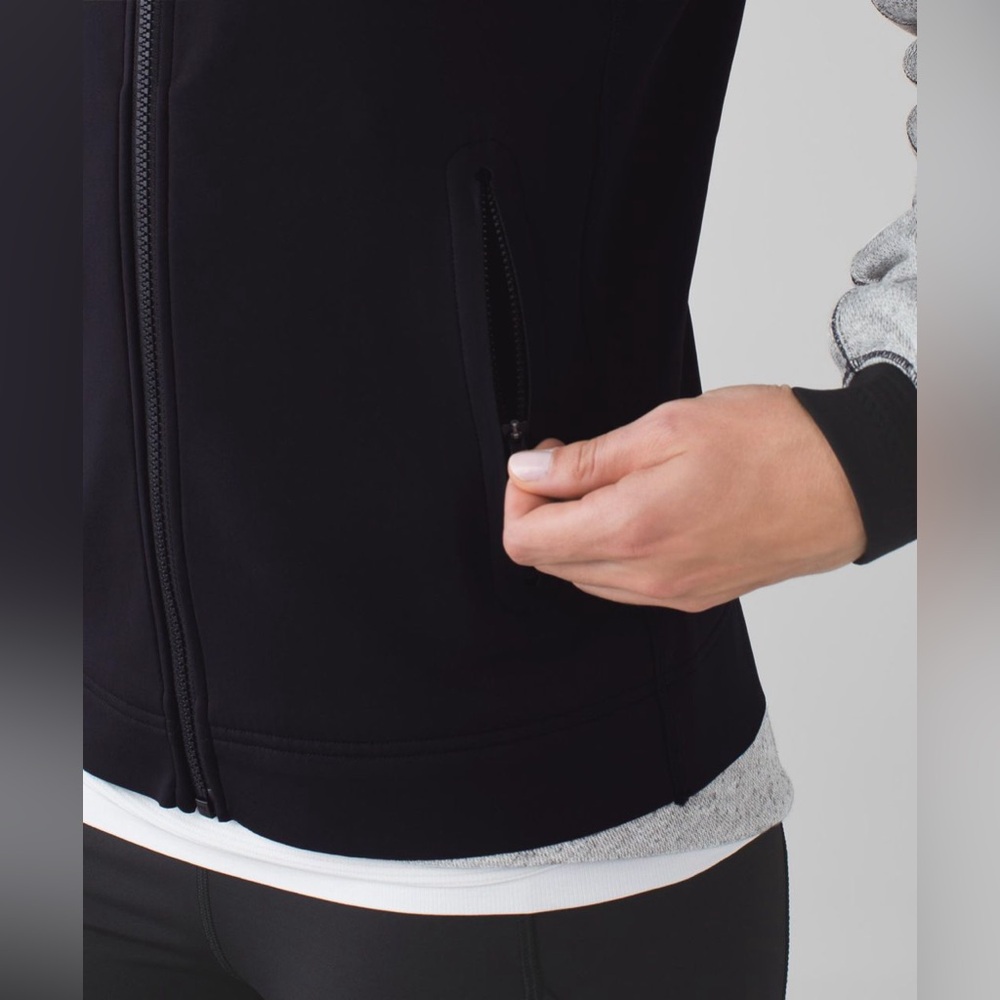Lululemon Var-city Bomber Full Zip Jacket Sz 4 Black/Heathered Black - Picture 7 of 7